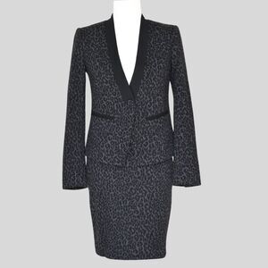 LOFT Ann Taylor Women's Animal Print Skirt Suit Black Size 0P